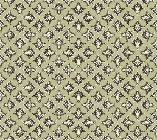 Floral seamless pattern. Ornament vector motif on green background. Elegant wallpaper. — Stock Vector