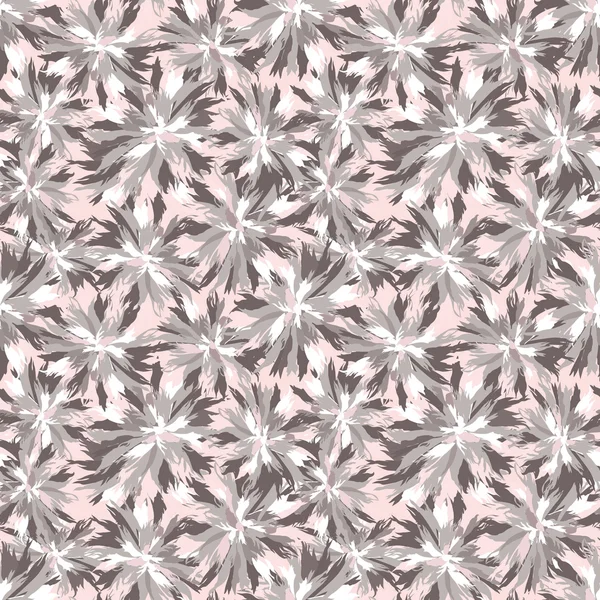 Patrón floral sin costuras con flores blancas, marrones y rosadas sobre fondo beige — Vector de stock