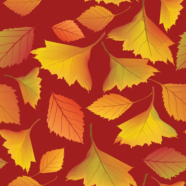 Autumn leaves seamless pattern background — Stock Vector