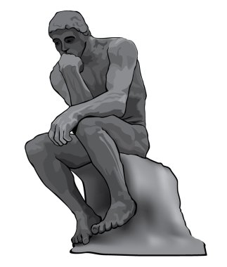 düşünen adam konsept illüstrasyon. Fransız heykeltraş tarafından düşünür heykeli Rodin'in.