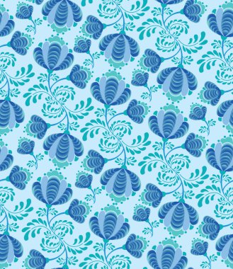 çiçekler ve yapraklar Rus tarzı ile Seamless Modeli