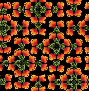 Siyah Rus tarzı çiçekli çiçekli seamless modeli