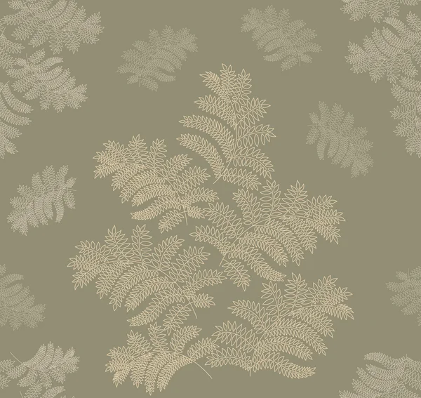 Leaves seamless pattern on gray green background — Stock Vector