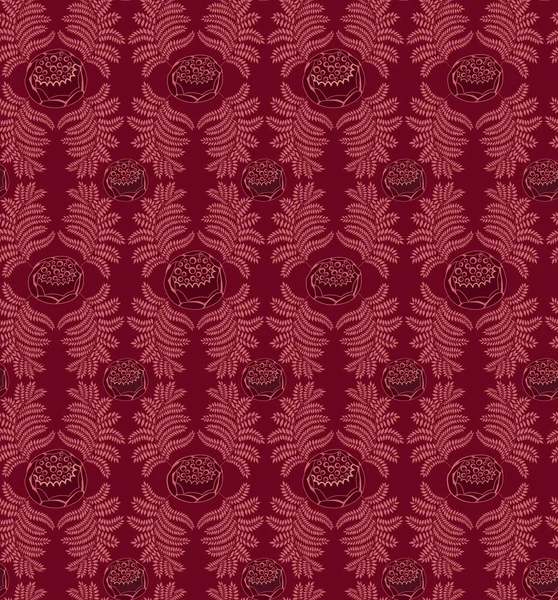 Naadloze bloemmotief. sieraad vector motief op paarse achtergrond. elegante behang. — Stockvector