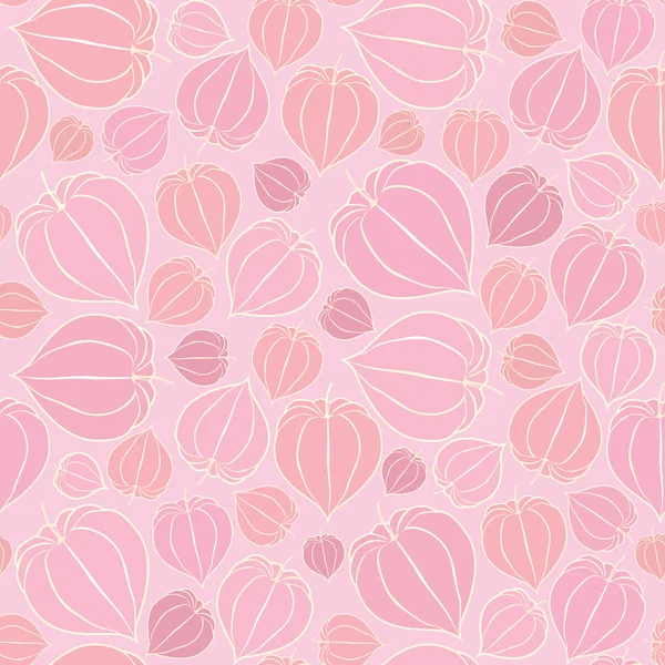 Patrón floral sin costuras. Cereza de invierno, motivo floral sobre fondo rosa claro . — Vector de stock