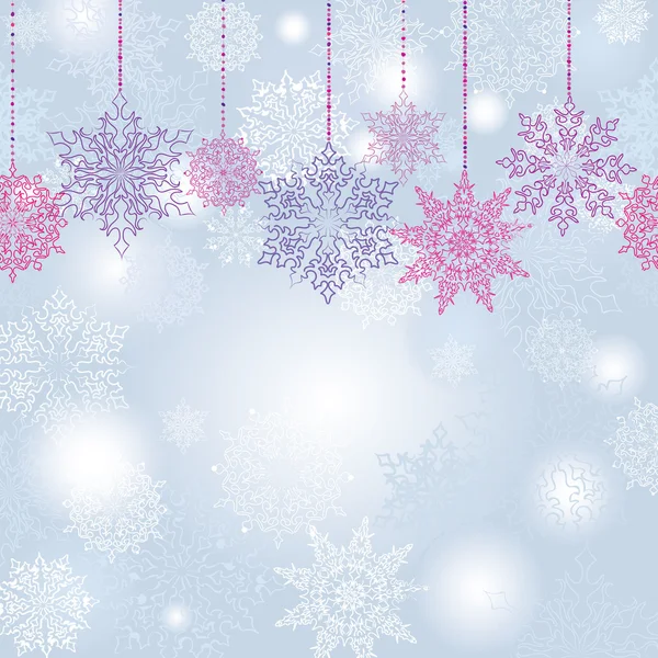雪片のシームレスな花輪。クリスマスの装飾。雪の背景. — ストックベクタ