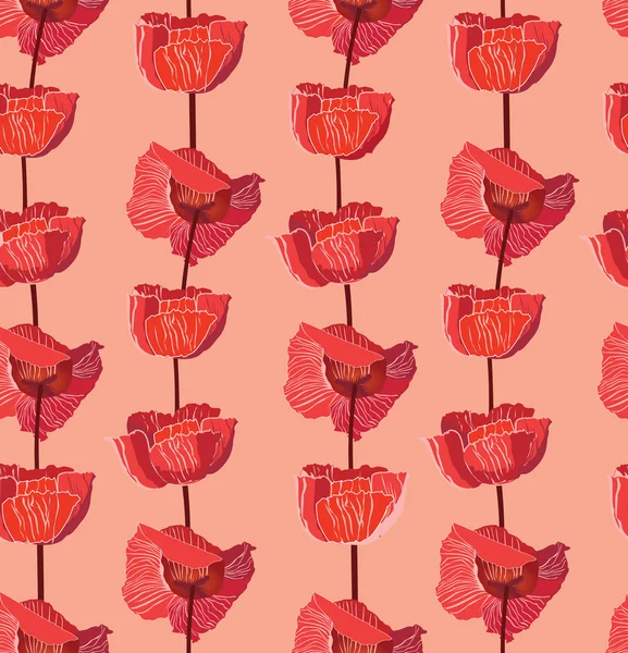 Fleur coquelicot fond vectoriel sans couture — Image vectorielle