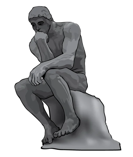 Thinker man concept illustration. The Thinker Statue by the French Sculptor Rodin. — Stock Vector