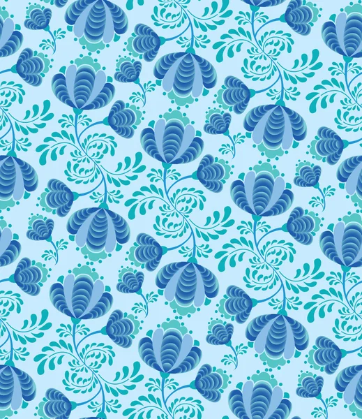 çiçekler ve yapraklar Rus tarzı ile Seamless Modeli