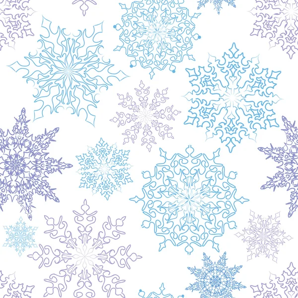 Snöflingor seamless mönster, jul snö bakgrunden. — Stock vektor
