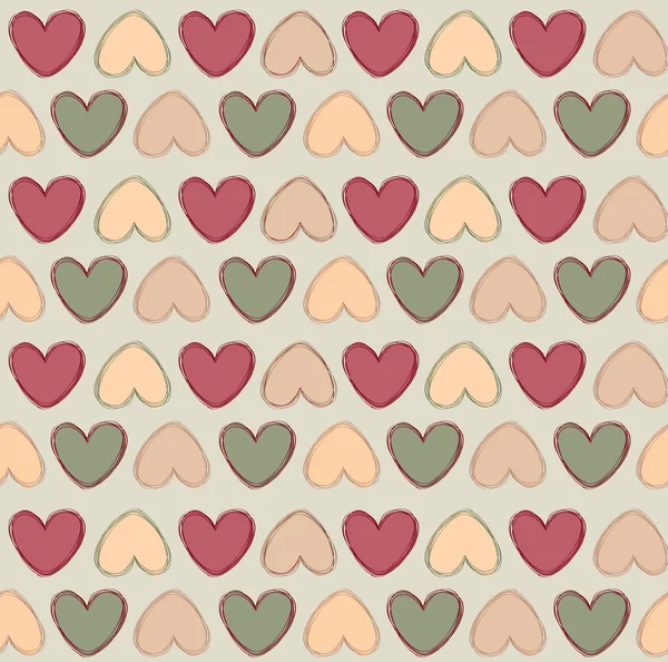 Hearts paintbrush drawn seamless pattern. Love vintage background. — Stock Photo, Image