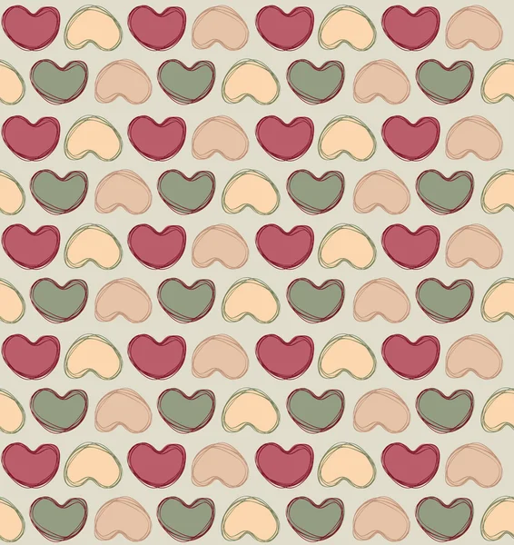 Corazones pincel dibujado patrón sin costura. Amor vintage fondo . —  Fotos de Stock