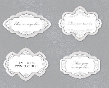 Set of badges, tags with copy space. Set of vintage gift lacy cards illustration.