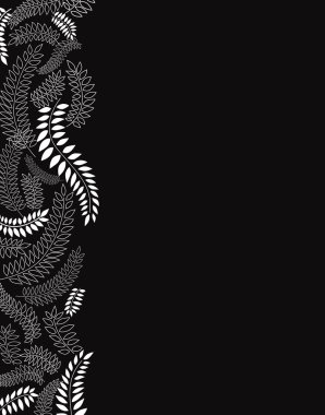 Floral siyah ve beyaz arka plan. yaprak ve çiçek Eko kavramı.