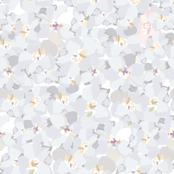 Bloem naadloze textuur. witte bloemen vector achtergrond. — Stockvector