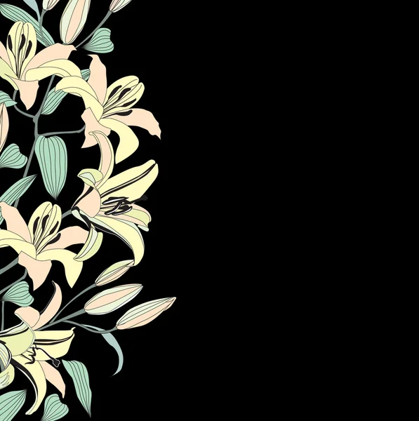 Fondo floral con estilo. Flor lirio decoración frontera . — Archivo Imágenes Vectoriales