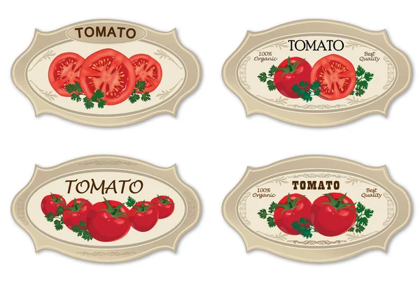Tomato label. Vector set. Retro stickers. — Stock Vector