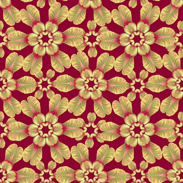 Textura sin costuras flor. fondo vector floral rojo y amarillo . — Vector de stock