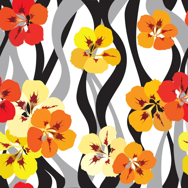 Blumen nahtlosen Hintergrund. gelbe Blumensträuße welliges Muster. — Stockvektor