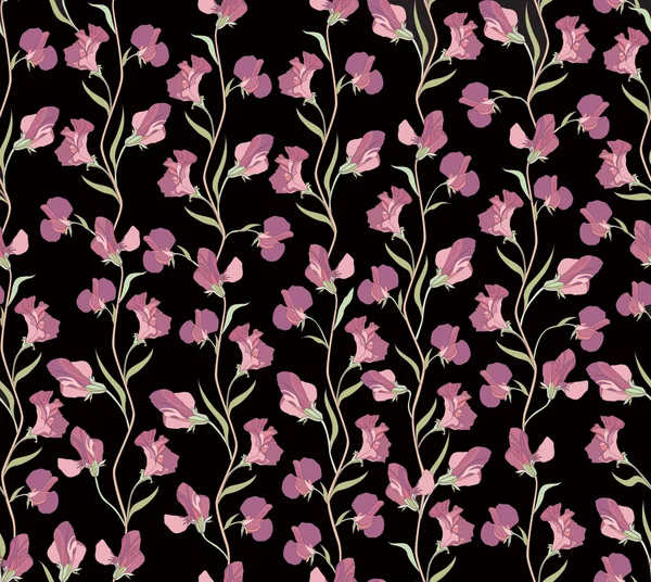 Цветочный бесшовный фон. Цветочный бесшовный узор с лиловым и розовым сладким горохом . — стоковый вектор