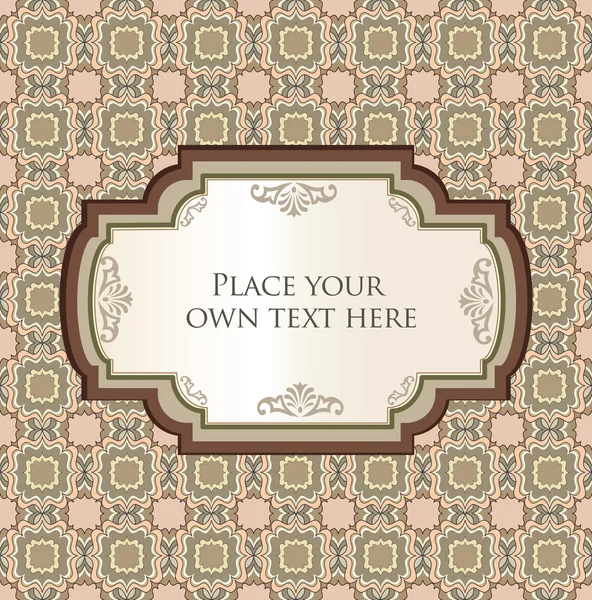 Vintage frame. Ornamental seamless texture. Greeting Card. — Stock Vector