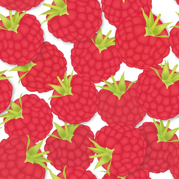 Raspberry seamless background. Seamless pattern of realistic image of delicious ripe berries — Stock Vector