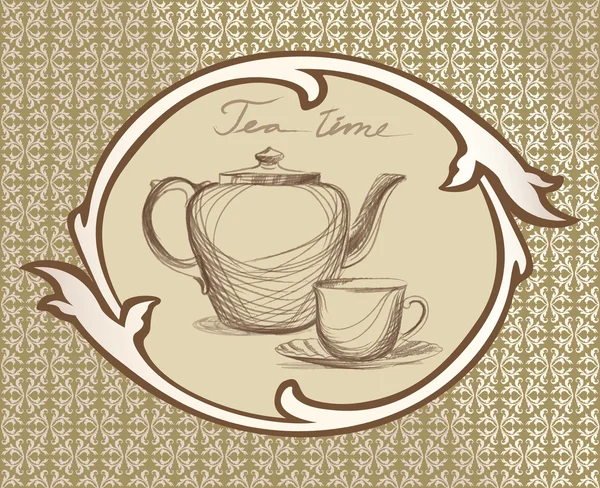 茶时间复古标签. — 图库矢量图片