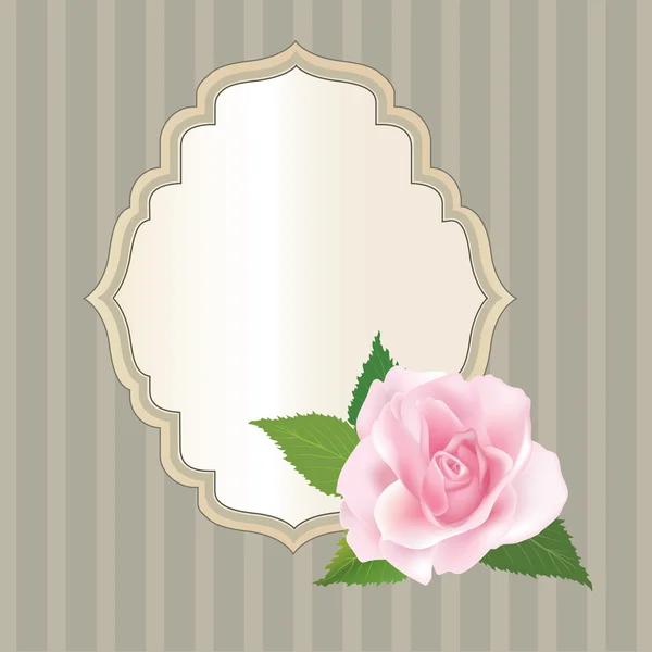 Hermosa etiqueta retro con rosa flor . — Vector de stock