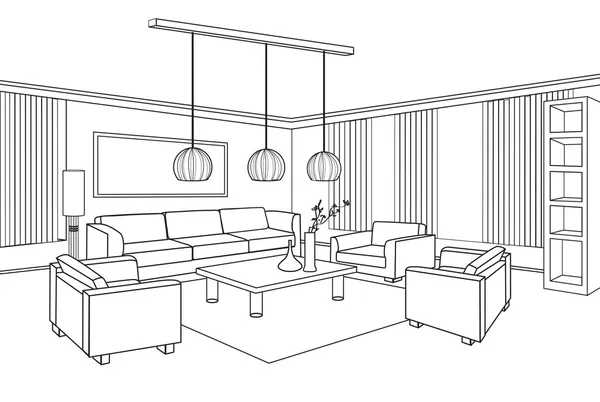 한 인테리어의 스케치 — 스톡 벡터 ©  YokoDesign #48112541