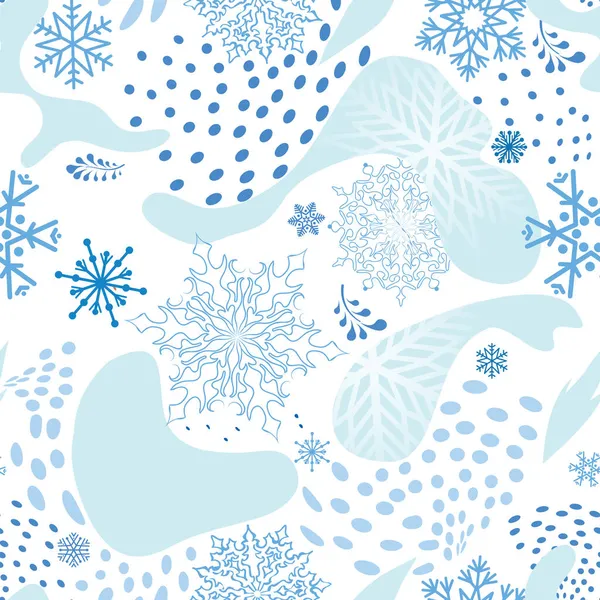 Sneeuw Naadloos Patroon Abstract Bloemenwinter Patroon Met Stippen Sneeuwvlokken Decoratieve — Stockfoto