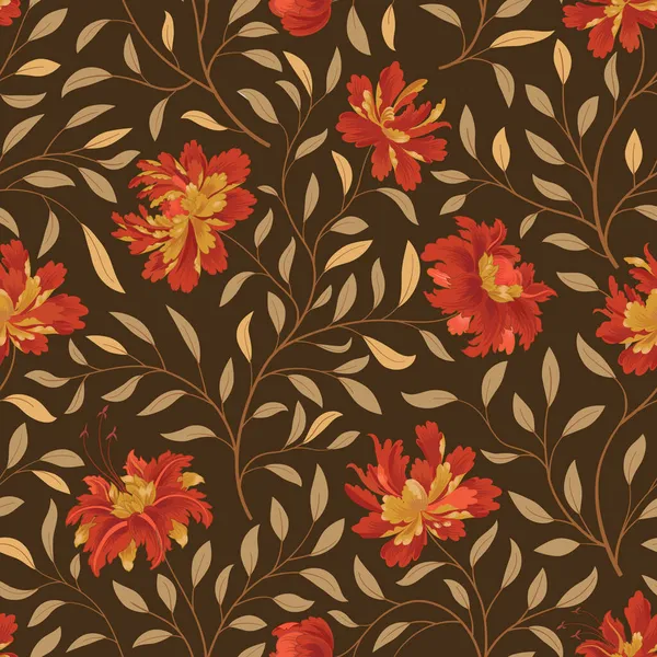 Bloemenpatroon Bloem Naadloze Achtergrond Bloeiende Sierlijke Herfst Tuin Textuur Oriënteer — Stockfoto