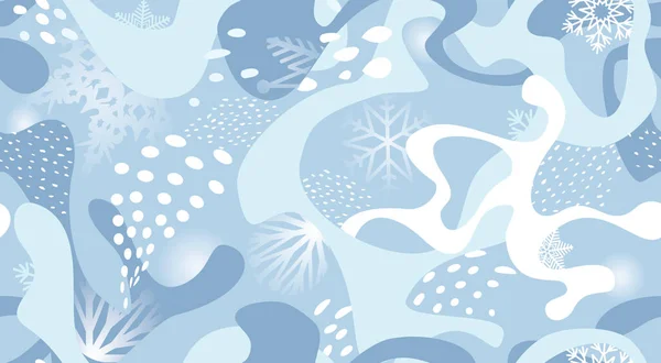 Schnee Nahtlose Muster Abstraktes Florales Wintermuster Mit Punkten Und Schneeflocken — Stockfoto