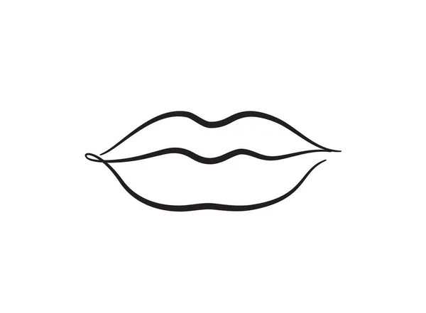 Lábios Femininos Lábios Vermelhos Sexy Linha Ilustração Desenhada Bela Mulher — Fotografia de Stock