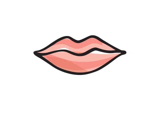 Lips Female Sexy Red Lips Line Drawn Illustration Beautiful Woman — Stock Photo, Image