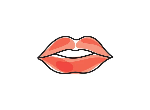 Lips Female Sexy Red Lips Line Drawn Illustration Beautiful Woman Stock Photo