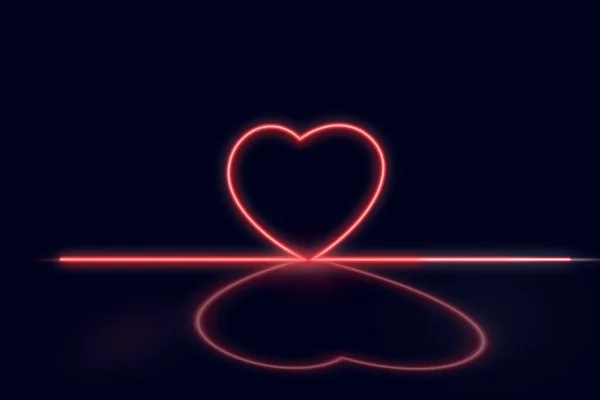 Coração Forma Neon Luz Abstrato Fundo — Fotografia de Stock
