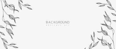 Soyut sanat arka plan vektörü. Çizgili sanat çiçekli, botanik yapraklı, organik şekilli, suluboyalı asgari stil duvar kağıdı. Pankart, poster, Web ve Paketleme için vektör arkaplanı.