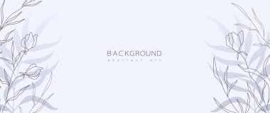 Soyut sanat arka plan vektörü. Çizgili sanat çiçekli, botanik yapraklı, organik şekilli, suluboyalı asgari stil duvar kağıdı. Pankart, poster, Web ve Paketleme için vektör arkaplanı.