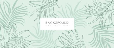 Soyut sanat arka plan vektörü. Çizgili sanat çiçekli, botanik yapraklı, organik şekilli, suluboyalı asgari stil duvar kağıdı. Pankart, poster, Web ve Paketleme için vektör arkaplanı.