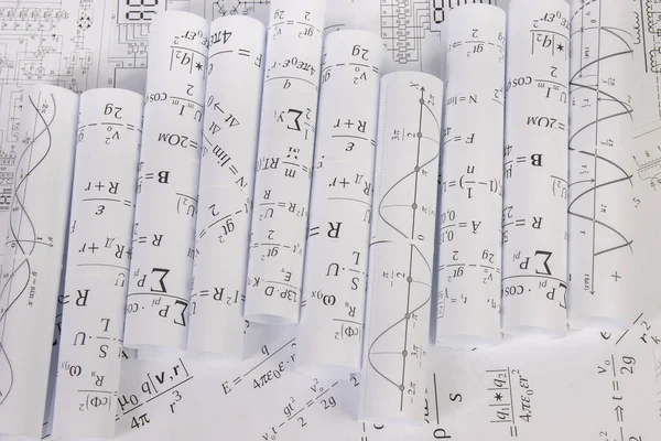 Инженерные Чертежи Математическими Электрическими Формулами Графами — стоковое фото