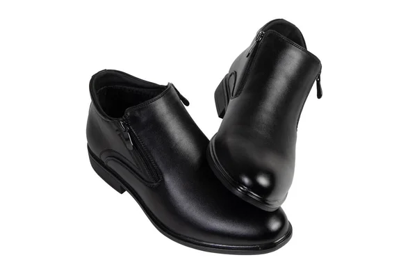 Zapatos Clásicos Negros Para Hombre Aislados Sobre Fondo Blanco —  Fotos de Stock