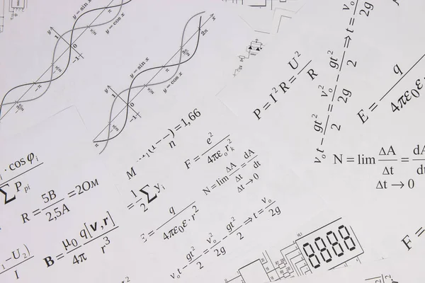 Impreso Papel Fórmulas Eléctricas Matemáticas Gráficos Dibujos Ingeniería Imágenes de stock libres de derechos