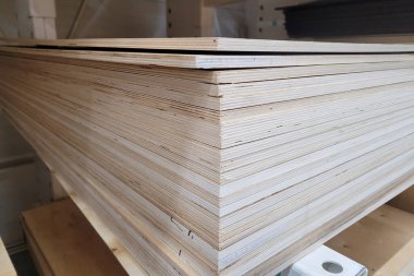 Bundle of wooden plywood sheets