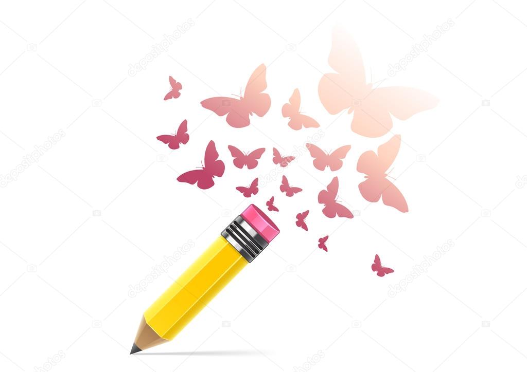 Pencil with butterflies