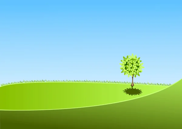 Paysage avec arbre solitaire — Image vectorielle