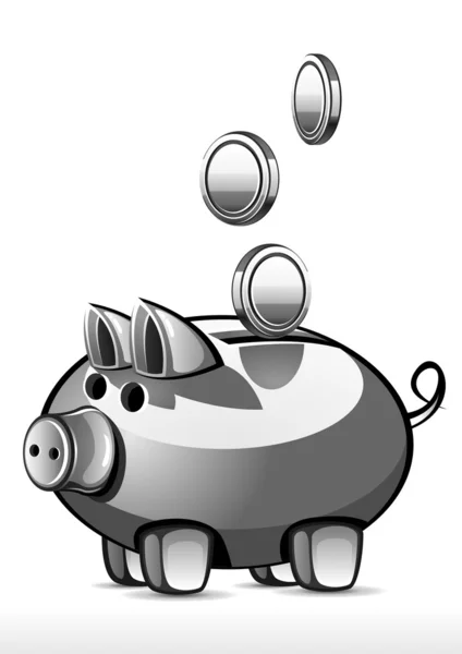 Cerdo ahorrador plata — Vector de stock
