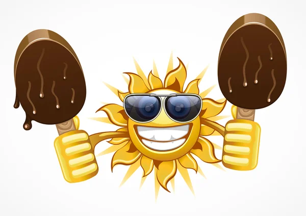 Sol con helado — Vector de stock