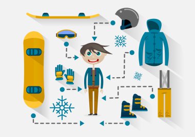 düz tasarım snowboarder