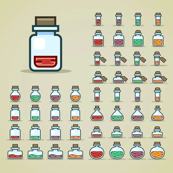 多彩瓶的药水 — 图库矢量图片