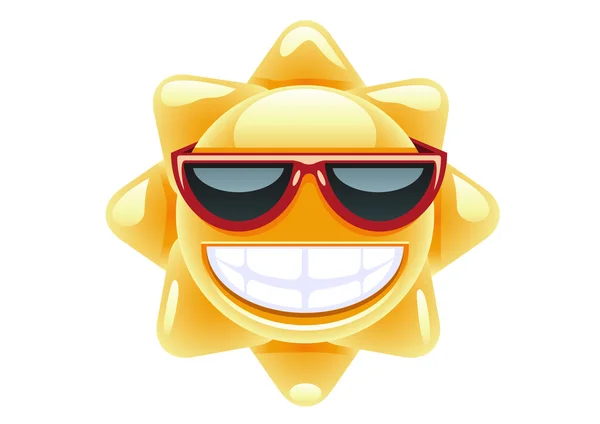 Sol con gafas rojas — Vector de stock